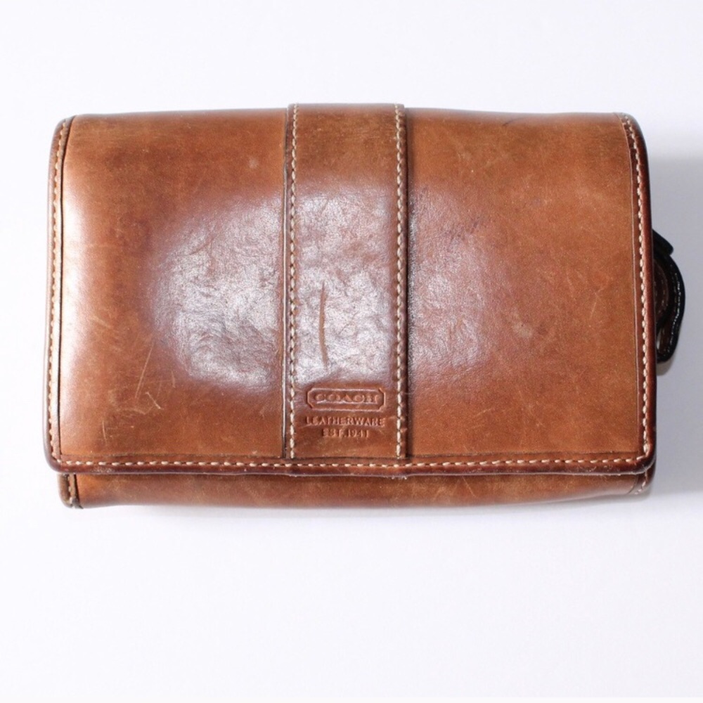 Vintage Coach Brown Cognac Leather Bifold Wallet